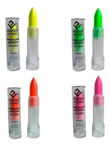 Labial Verde Fluo Manzana Cotillón Barra Brilla Luz Negra UV Hipoalergénico