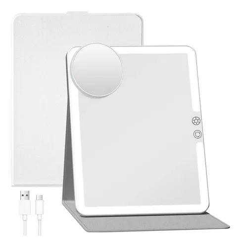 Espejo Maquillaje Funtouch Luz Led Recargable 9×7” Blanco