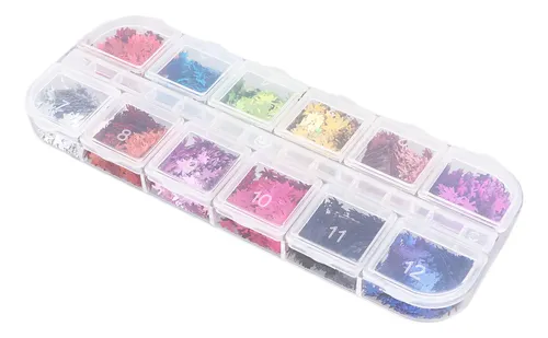 12pcs Pegatinas De Uñas Con Forma De Hojas De Arce Coloridas
