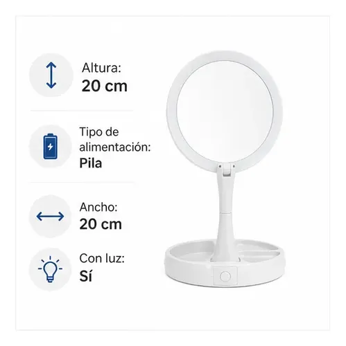 Espejo Maquillaje Led Con Luz Base Organizadora De Mesa