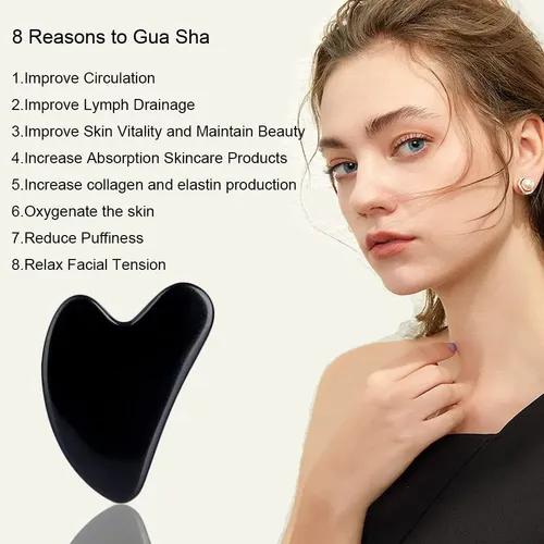 Gua Sha Facial Ditind Obsidiana Negra Masaje Corporal