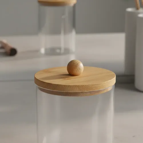 Organizador Cosméticos Doble Piso Acrílico Tapa Bambú 17x7cm