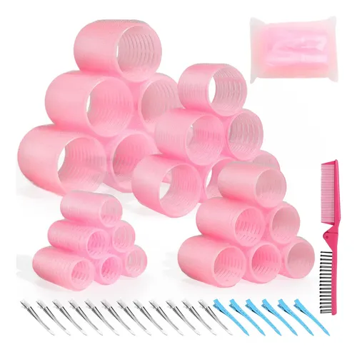 Rollos De Pelo Hakinbot, 43 Unidades, 25-60 Mm, Color Rosa