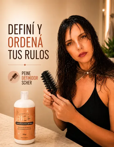 Gel Rich Cova+crema De Peinar Activadora+peine Definidor