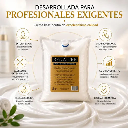 Crema Base Neutra Sachet 5kg Hidratante Hidrosoluble Masajes