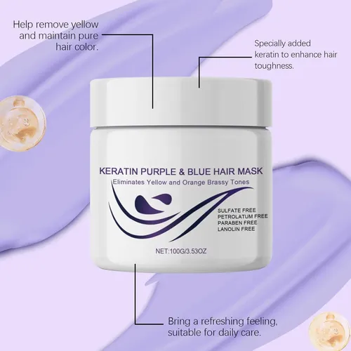 Mascarilla Capilar De Queratina Azul Púrpura De 100 G