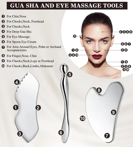 Set De Herramientas Faciales Gua Sha Tangzhifeiyue De Acero