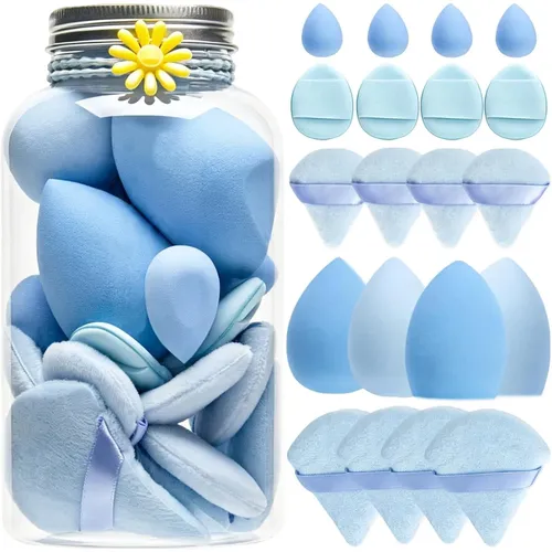 20pcs Pink Makeup Sponge Set With Storage Jar Latex-free