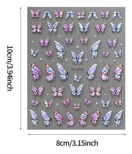 Stickers 5d Para Uñas Hadas Y Mariposas X2