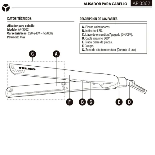 Planchita De Pelo Yelmo Ap-3362 Titanium Pro Bivolt