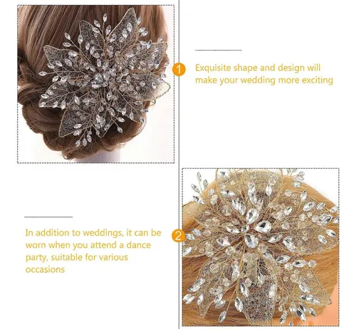 Pinza Para El Pelo Con Diamantes De Imitación Dorados Para D