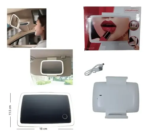 Espejo Maquillaje Auto Táctil Luces Led Parasol Retractil