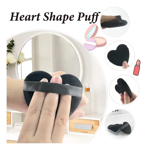 8 Borlas De Polvo Con Forma De Corazón Para Maquillaje