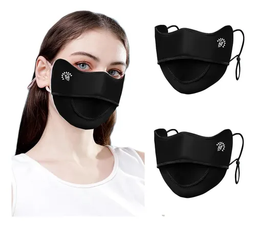 Mascarilla Uv Facial Mujer Reutilizable Negra 2 Unidades
