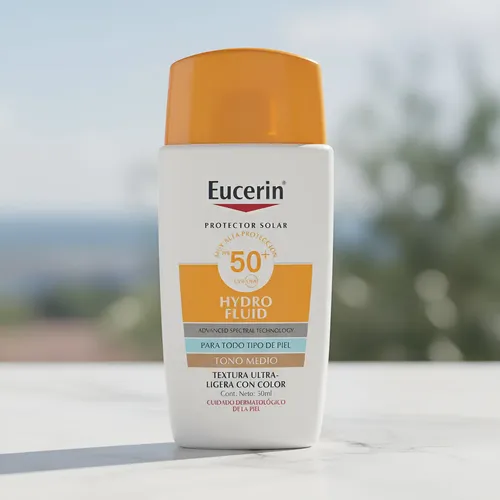 Protector Solar Eucerin Hydro Fluid 50fps Tono Medio X50ml