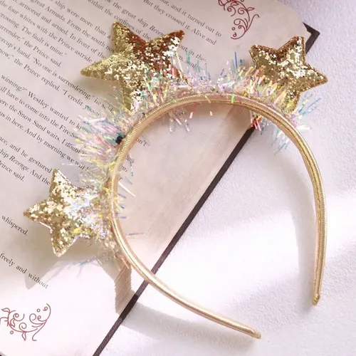 Diademas Con Purpurina Y Forma De Estrella Dorada Con Forma