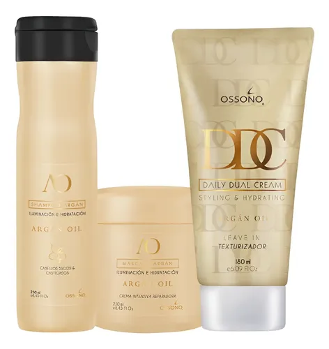 Shampoo + Máscara + Crema De Peinar Ddc Argan Ossono