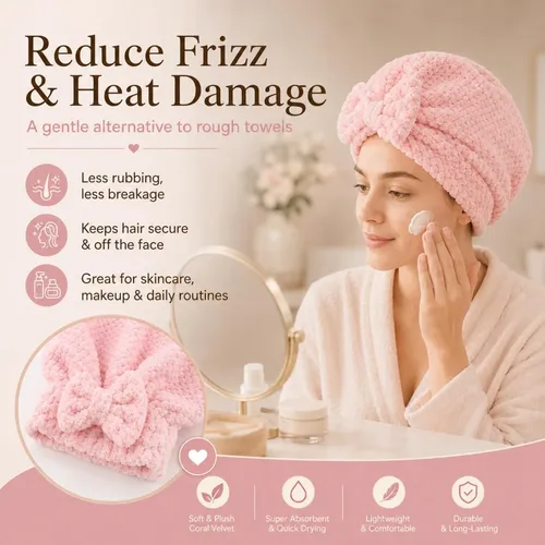 Gorro De Baño Con Bonito Lazo De Terciopelo Coral Para Mujer