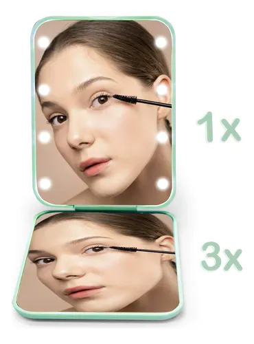 Espejo De Maquillaje Kintion Compact Con Luz Led 1x/3x Magni