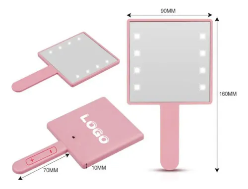 4 Espejo De Maquillaje Compacto Pequeño Con Luz 4 Piezas