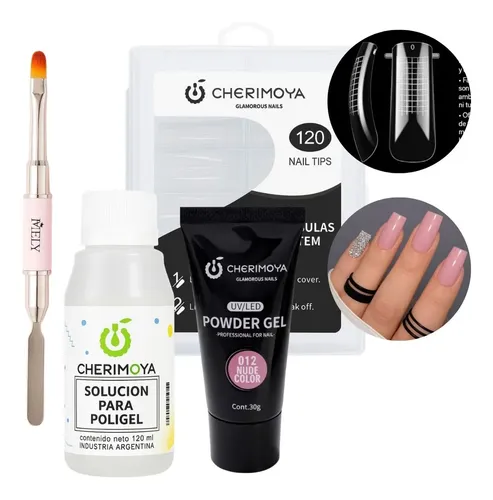 Kit Para Polygel Capsulas Cuadradas Solucion Pincel Pack X4