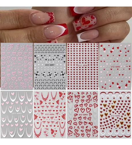 Pegatinas Para Uñas Bsbtbz, 8 Unidades, Con Forma De Corazón
