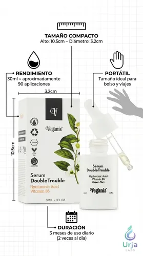 Veganis Serum Double Trouble Acido Hialuronico Vit B5 30ml