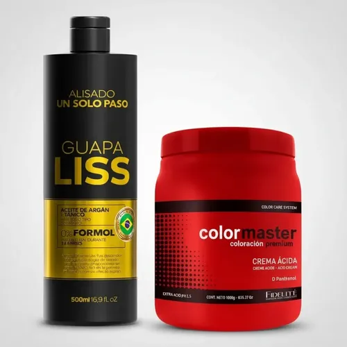 Alisado Guapa Liss 500gr + Máscara Extra Ácida Fidelité 1kg