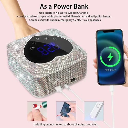 Lámpara Uv Led 72w Recargable Para Uñas Gel Con Sensor