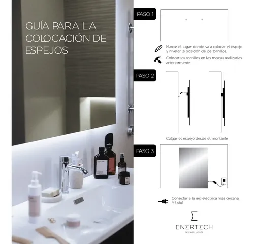 Espejo Redondo Con Luz Led Deco Con Sensor On/off Dimerizab.