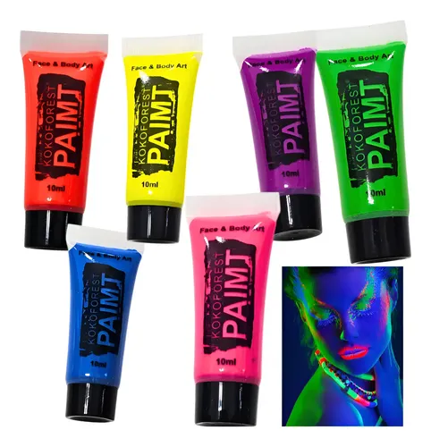Maquillaje Neon Fluor Brilla En La Oscuridad X 6 Unidades