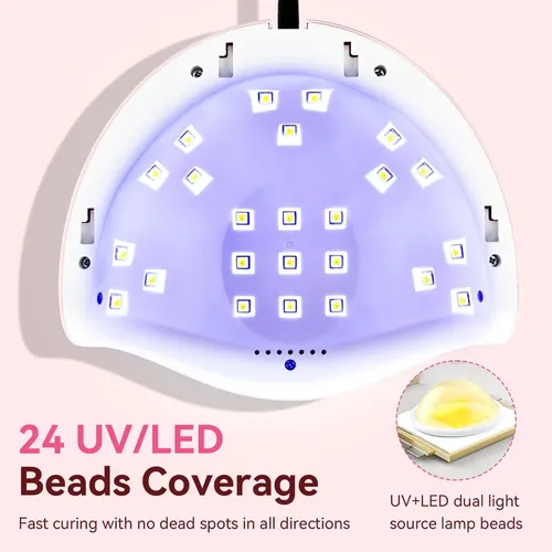 Lámpara Uv Led Para Uñas Rosa Con 4 Tiempos Y Sensor