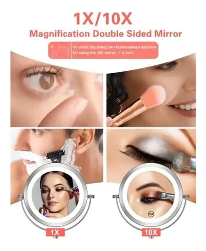 Espejo De Maquillaje Led Doble Cara Con Aumento Benbilry