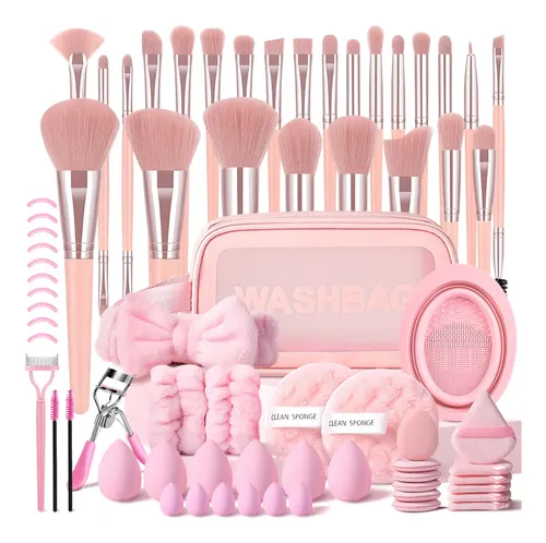 Kit De Maquillaje Rosa Hghdbt De 70 Piezas, Brochas Suaves Y