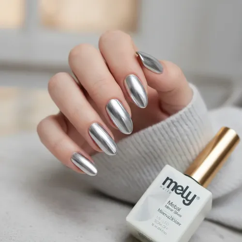 Esmalte Semipermanente Metal Mirror Silver 12ml Mely Uv/led