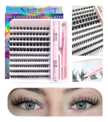 Kit Extensión Pestañas Postizas Adhesivas Cluster Diy