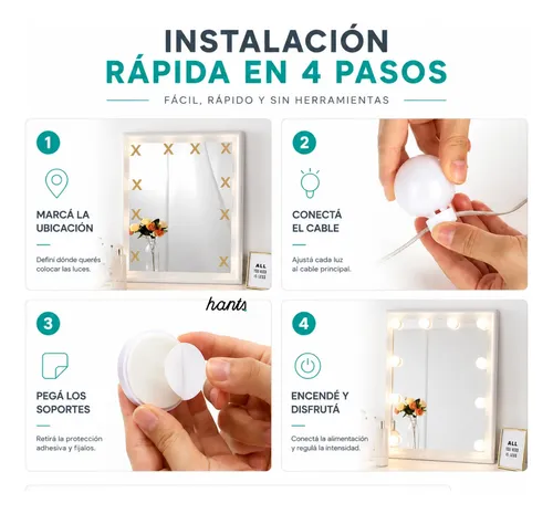 Kit 10 Focos Lamparas Luz Led Espejo Usb Vanity Camarin