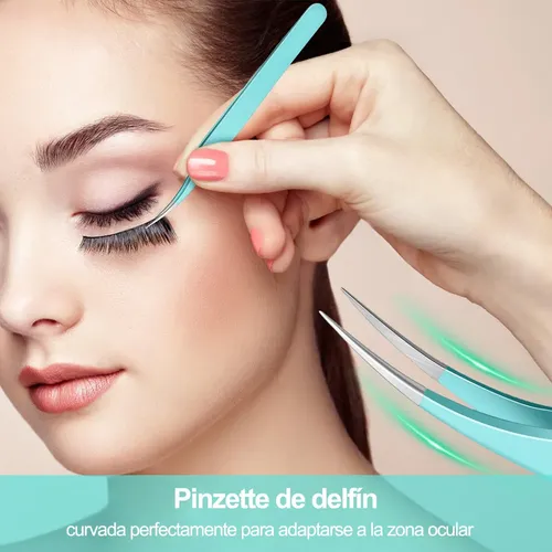 Set 7 Pinzas Profesionales Acero Inoxidable Cejas Y
