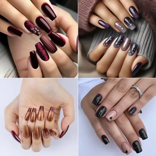 Uñas Press On Nails Veluna Reutilizables Diseños Variados Color Rose Spark