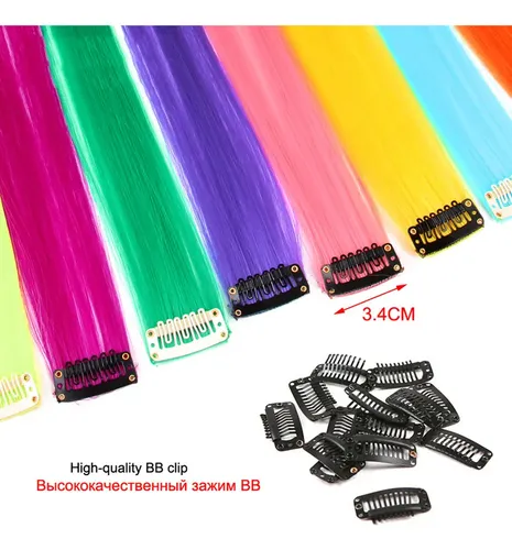 ) Extensiones De Cabello Coloreado De 20 Pulgadas Con Clip (