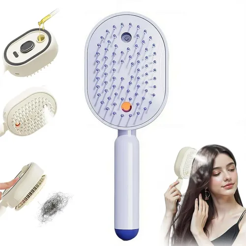 Peine Eléctrico Masaje Aire Y Rociador Cabello Cuero