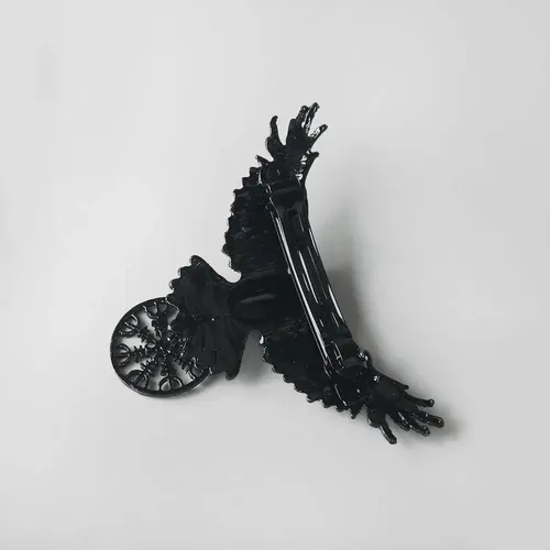 Broche De Cabello Viking Runa Gótica Cuervo Negro R