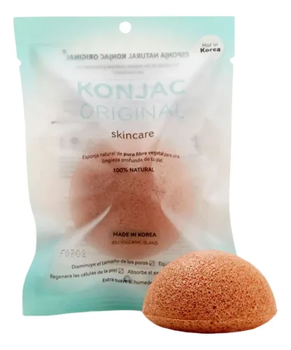Esponja Facial Konjac Arcilla Rosa Francesa Piel Seca Korea