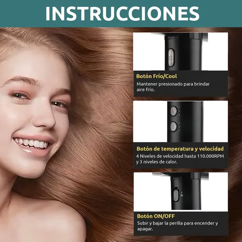 Secador De Pelo Profesional Vgr V-427 Bldc 1900w Iónico Salón 110000rpm Color Negro