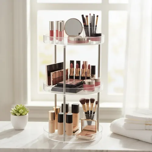 Organizador Maquillaje Porta Cosméticos Giratorio 3 Niveles