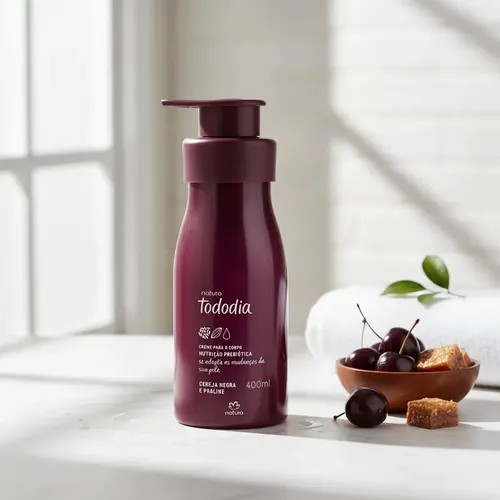 Crema Corporal Nutritiva Natura Tododia Cereza Negra y Praliné, 400 mL