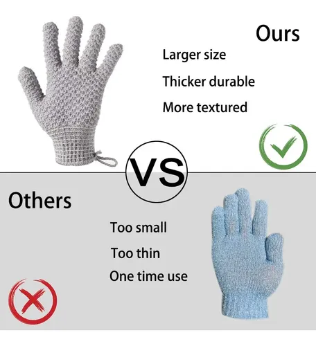 Guantes Exfoliantes Grandes Para Baño Y Spa Negro Y Gris