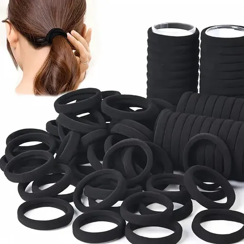 100 Cintas De Pelo Negras Para Mujeres Y Niñas, De Alta Elas Negro Solid 20 Cm