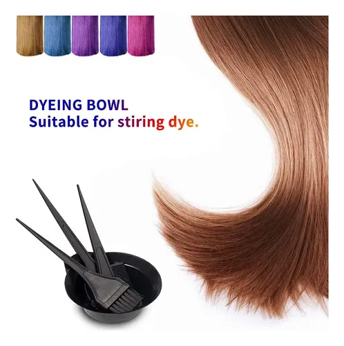 Kit 4 Piezas Brochas Y Tazón Para Tinte De Cabello Negro .