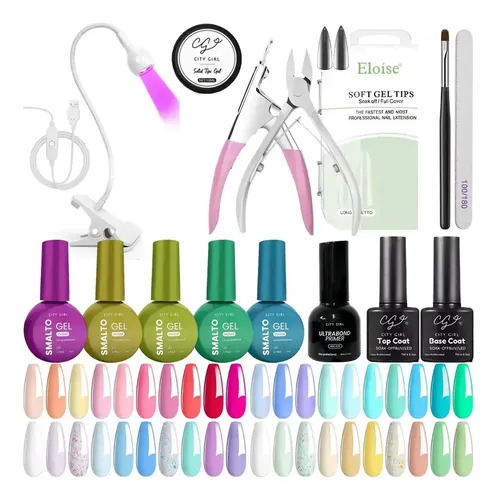 Kit Completo Esmaltado Uv Semipermanente Set Uñas Soft Gel